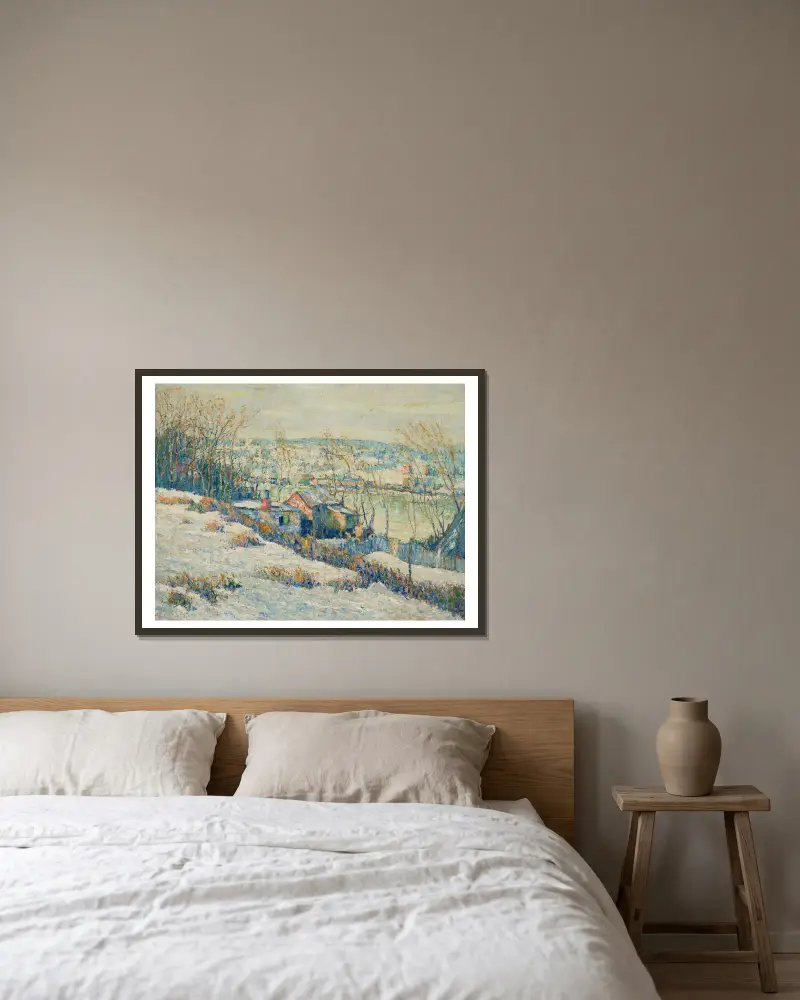 Upper Harlem River – Winter von Ernest Lawson gerahmt an einer Wand