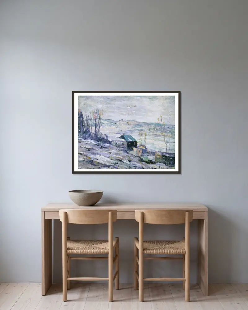 Windiger Tag, Bronx River von Ernest Lawson gerahmt an einer Wand