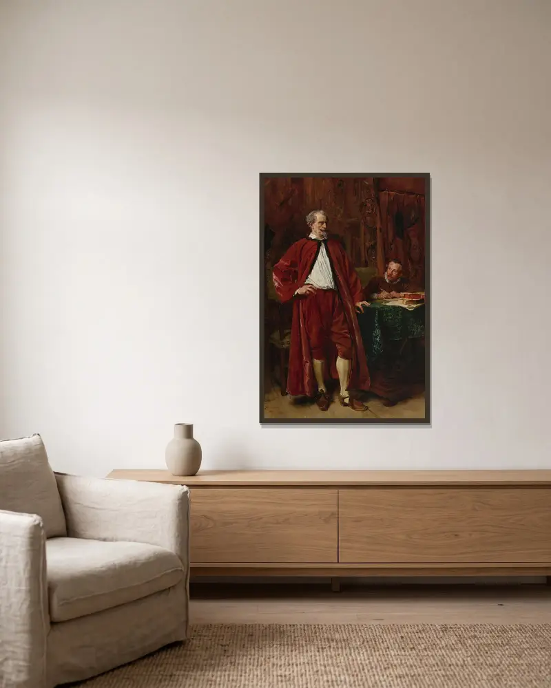 Diderot und sein Schreiber von Ernest Meissonier gerahmt an einer Wand