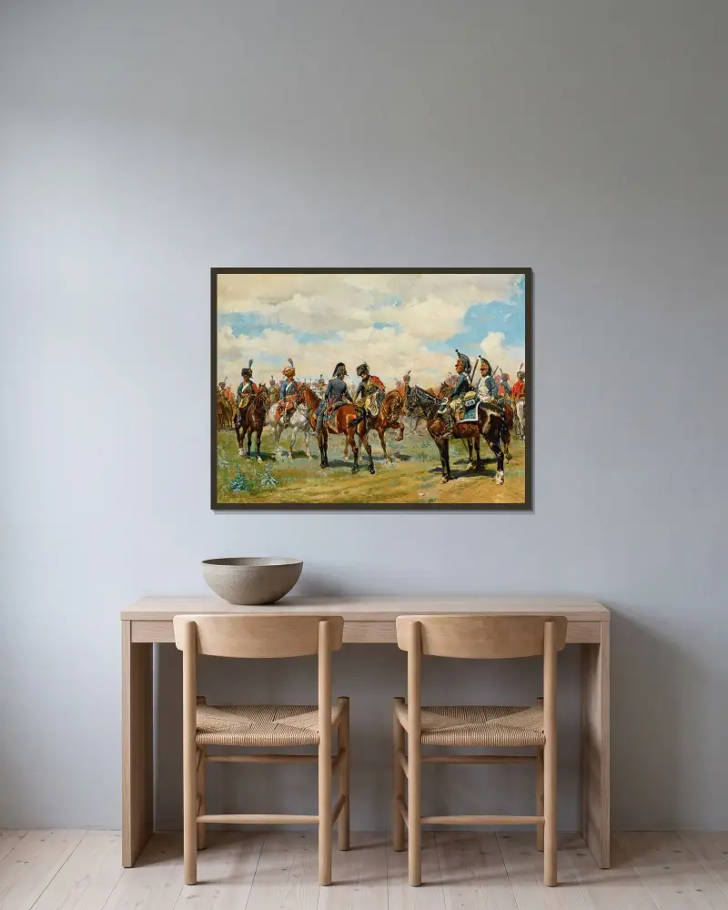 De två vännerna av Ernest Meissonier inramad på en vägg