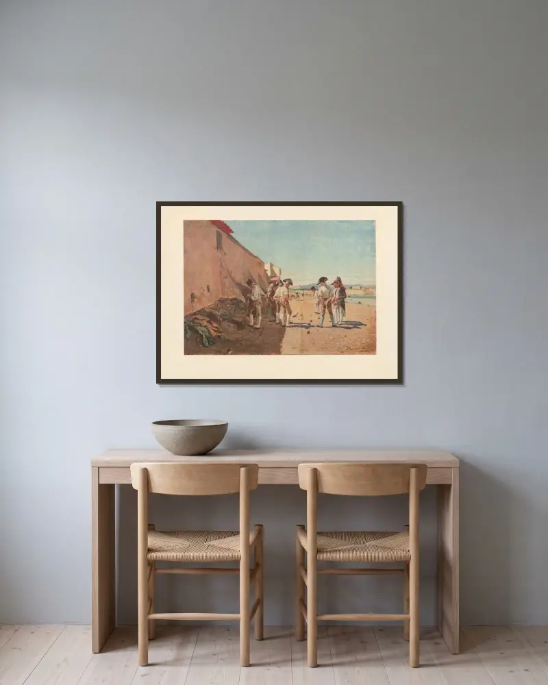 Boulespelarna av Ernest Meissonier inramad på en vägg