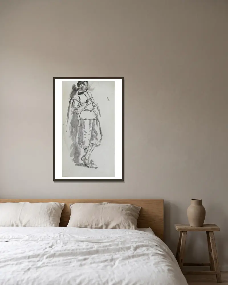 Stehender männlicher Akt von Ernest Meissonier gerahmt an einer Wand