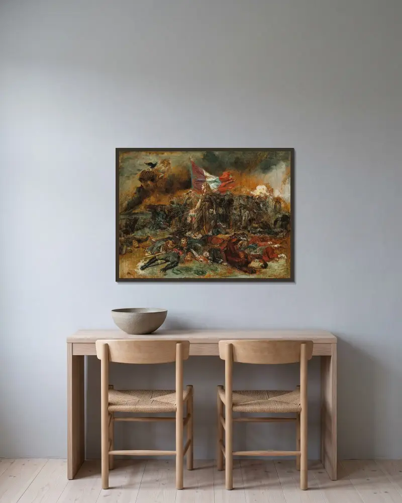 Paris försvar av Ernest Meissonier inramad på en vägg