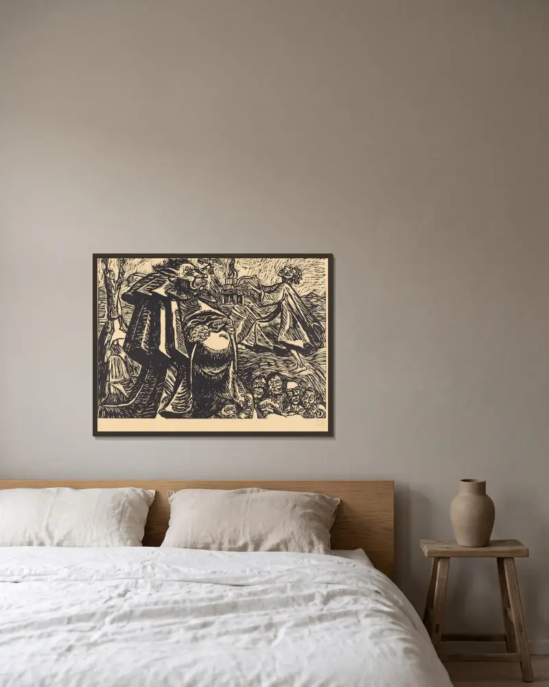 Dobry brzuch, Ernst Barlach w ramie na ścianie