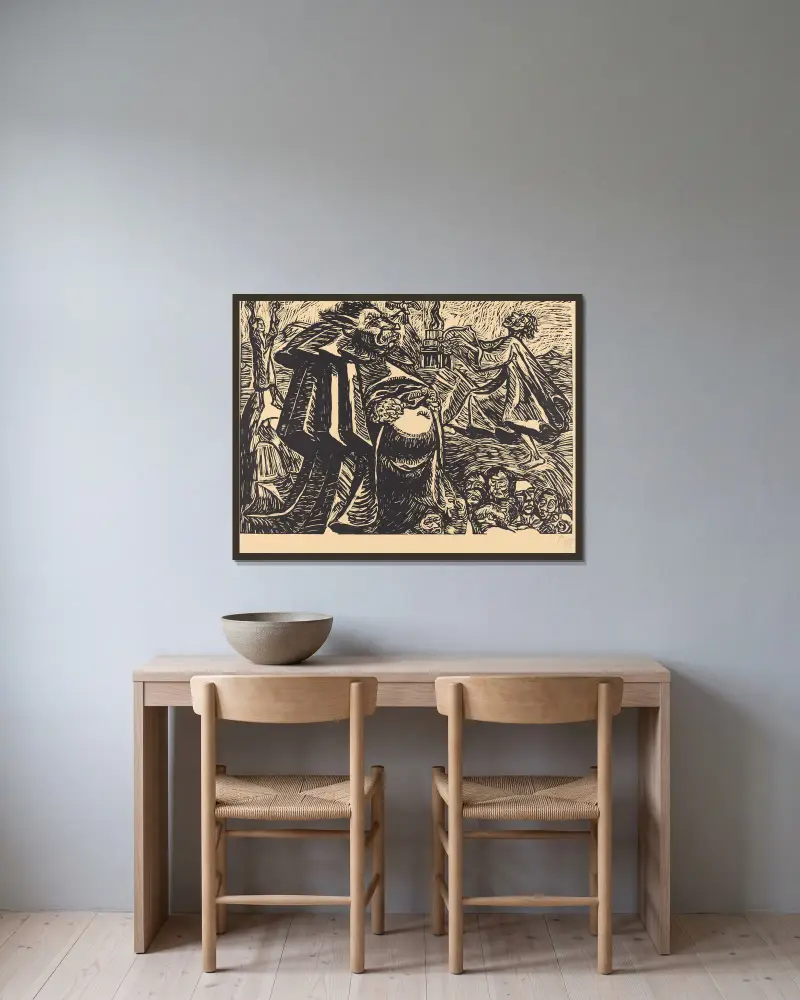 Dobry brzuch, Ernst Barlach w ramie na ścianie