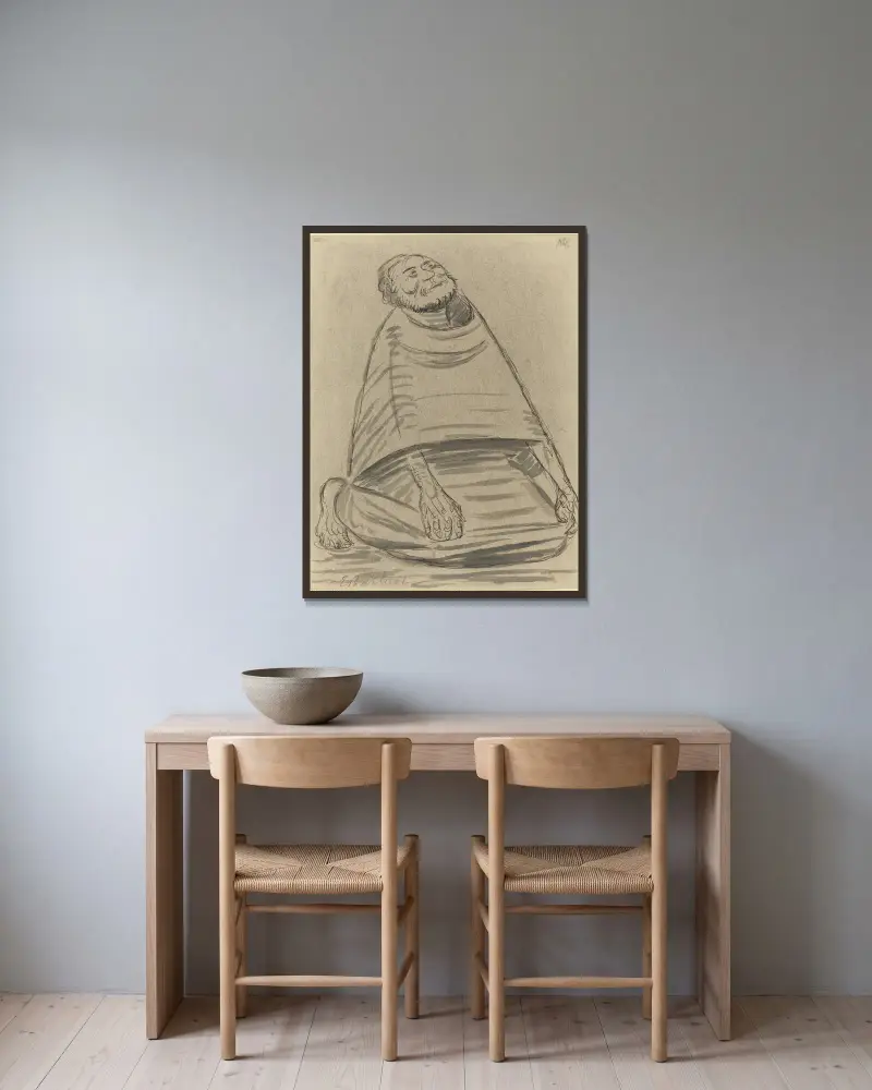 Klečící muž, Ernst Barlach v rámu na stěně