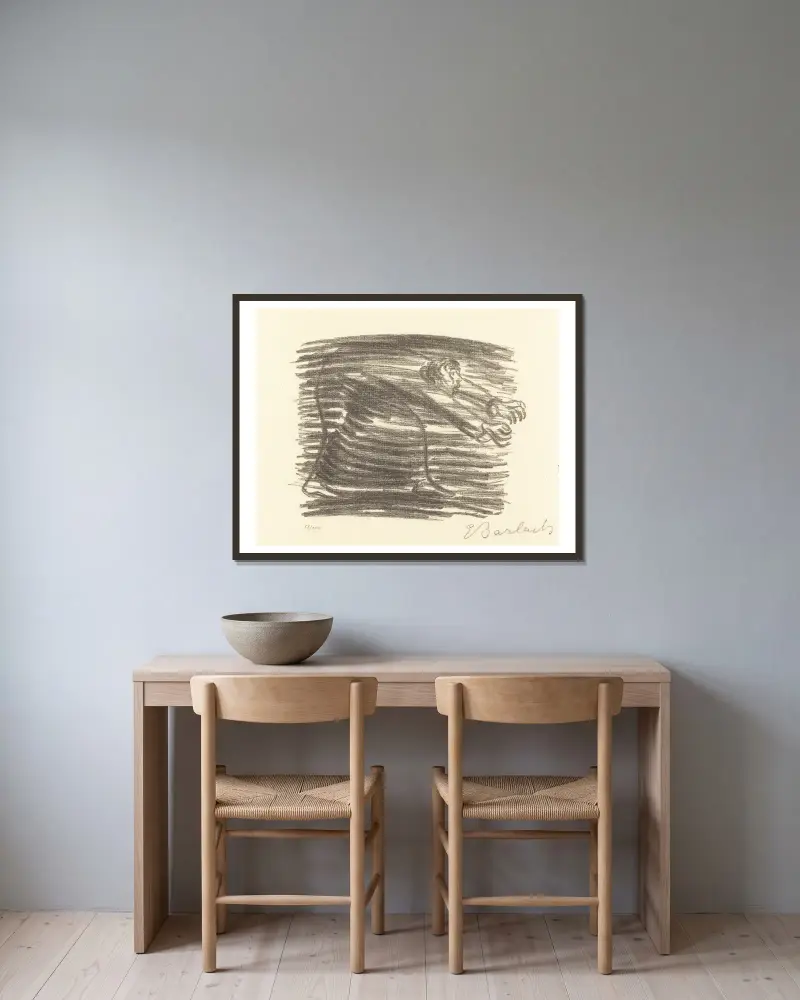 Chůze ve stínu, Ernst Barlach v rámu na stěně