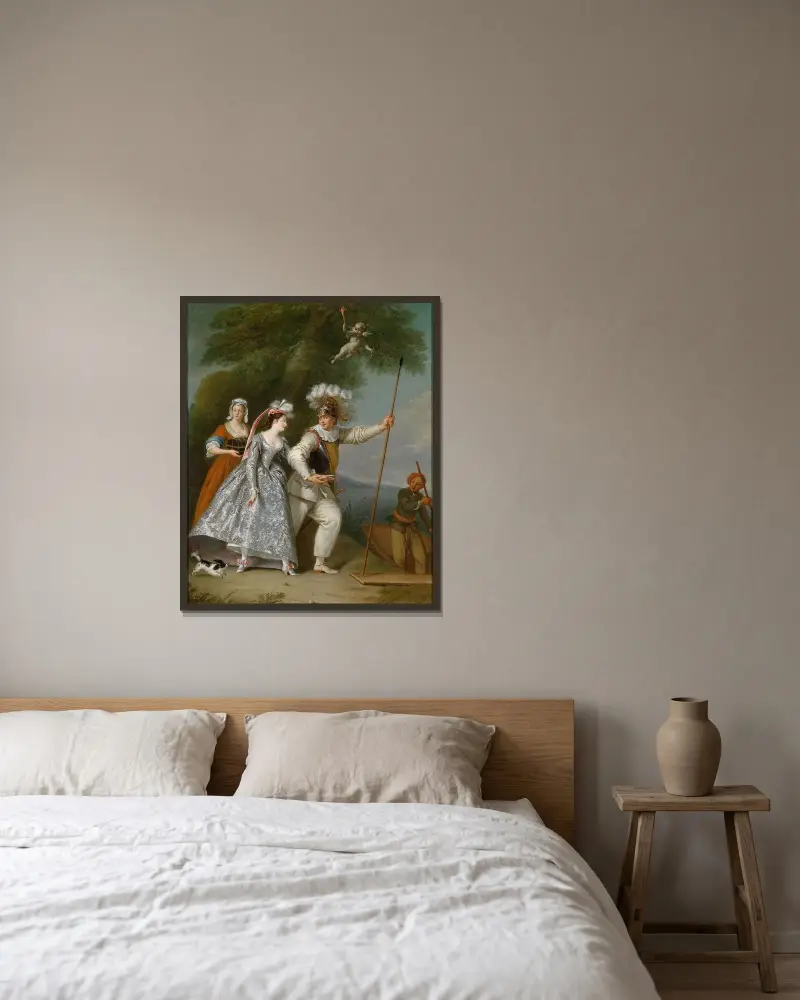 En elegant herre som Pierrot av Christian Wilhelm Ernst Dietrich inramad på en vägg