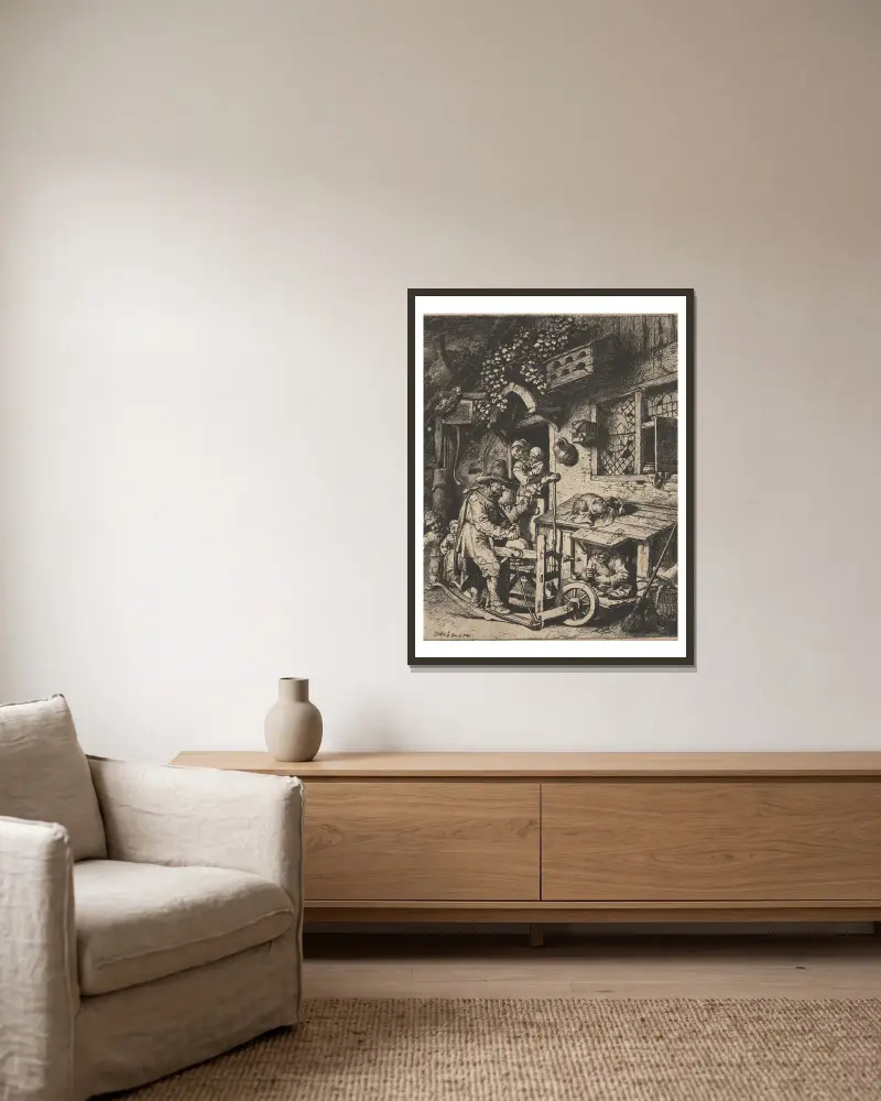 Des Messerschmieds Hütte von Christian Wilhelm Ernst Dietrich gerahmt an einer Wand