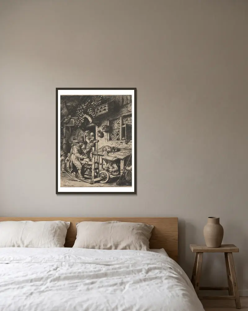 Des Messerschmieds Hütte von Christian Wilhelm Ernst Dietrich gerahmt an einer Wand