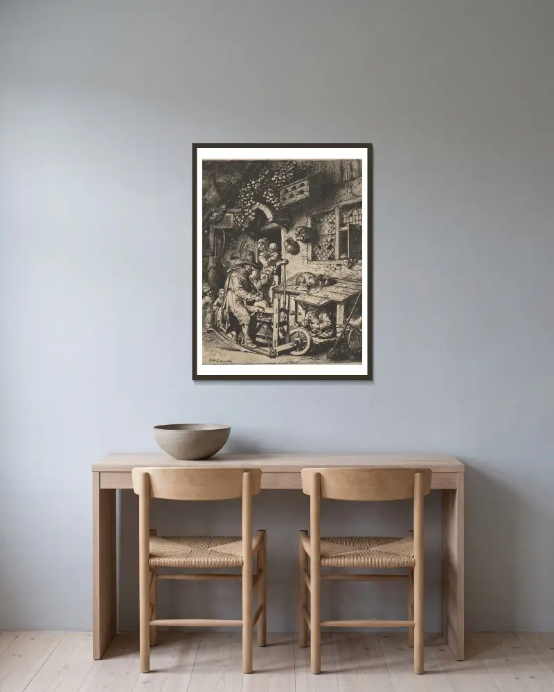 Des Messerschmieds Hütte von Christian Wilhelm Ernst Dietrich gerahmt an einer Wand