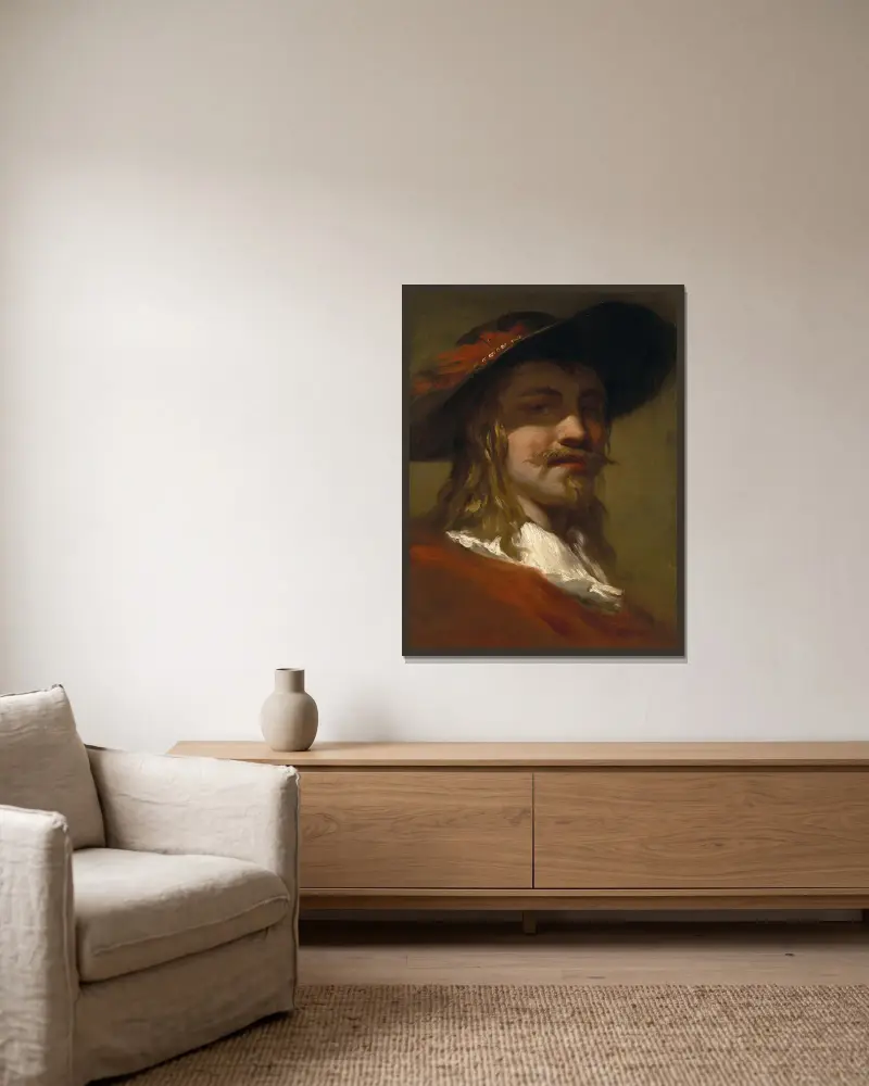 Portrait Of A Man av Christian Wilhelm Ernst Dietrich inramad på en vägg