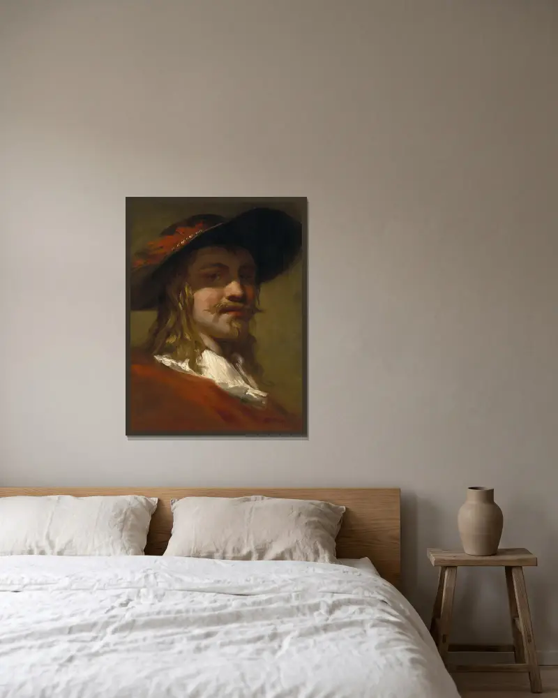 Portrait Of A Man av Christian Wilhelm Ernst Dietrich inramad på en vägg