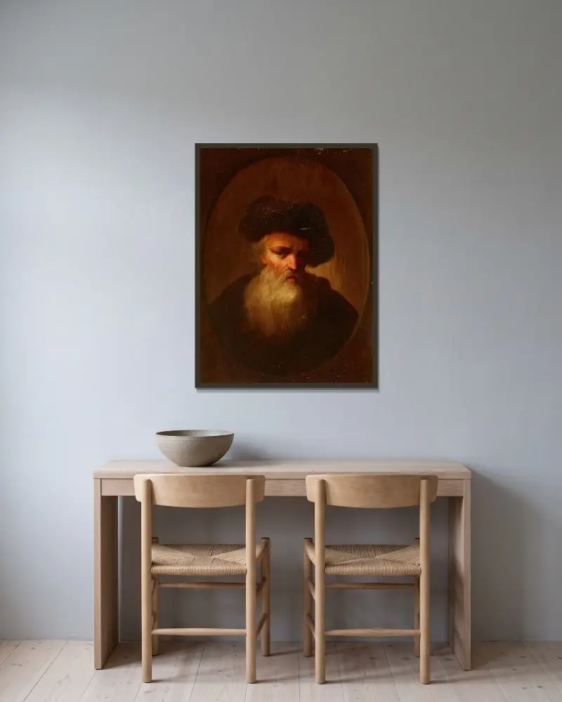 Porträtt av en gammal man av Christian Wilhelm Ernst Dietrich inramad på en vägg