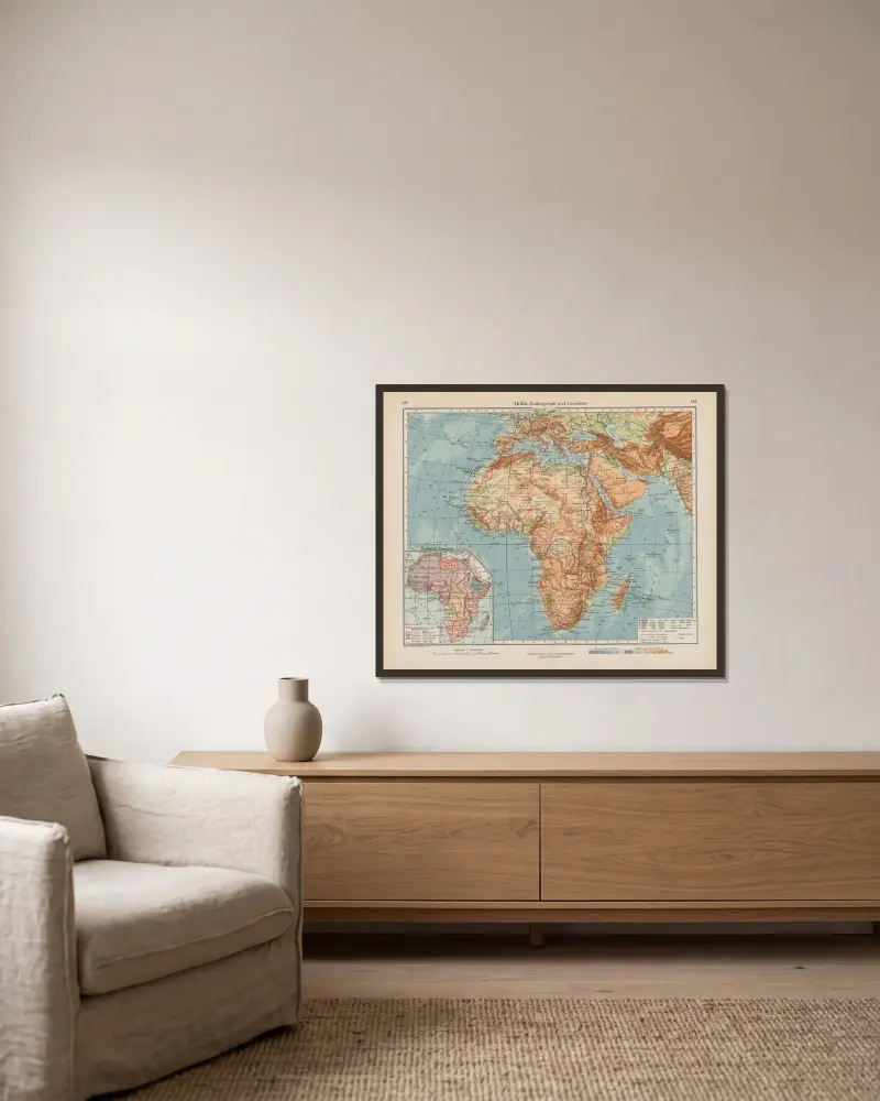 Afrika: markformer och vatten av Ernst Friedrich inramad på en vägg