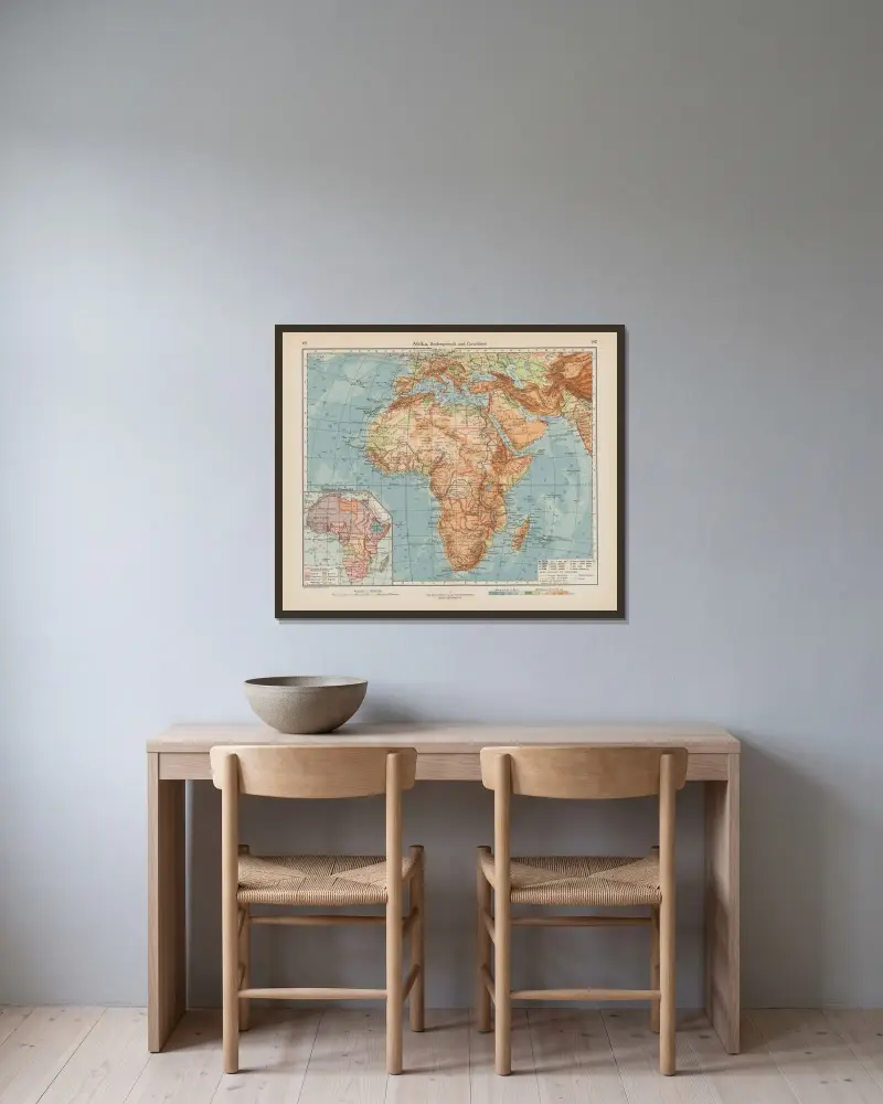 Afrika: markformer och vatten av Ernst Friedrich inramad på en vägg