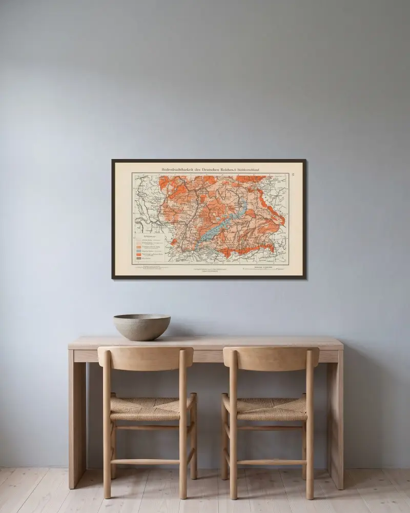 Tysklands jordbruksmark, 5. Södra Tyskland av Ernst Friedrich inramad på en vägg