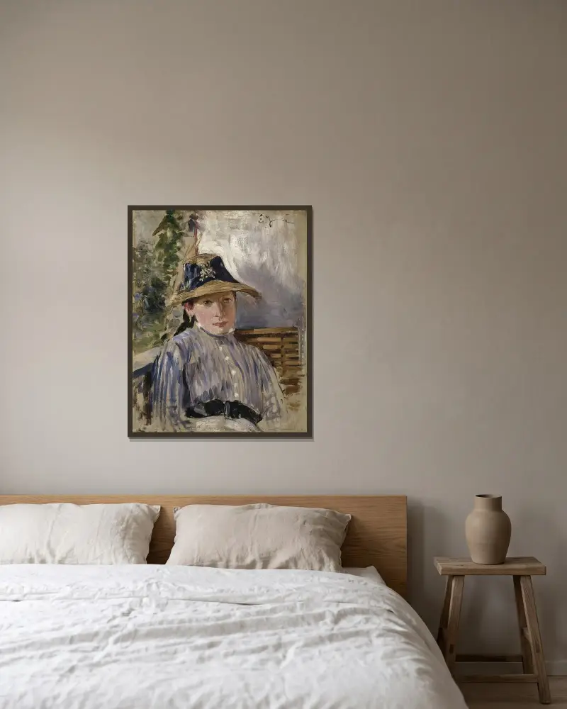 Flicka i blått av Ernst Josephson inramad på en vägg