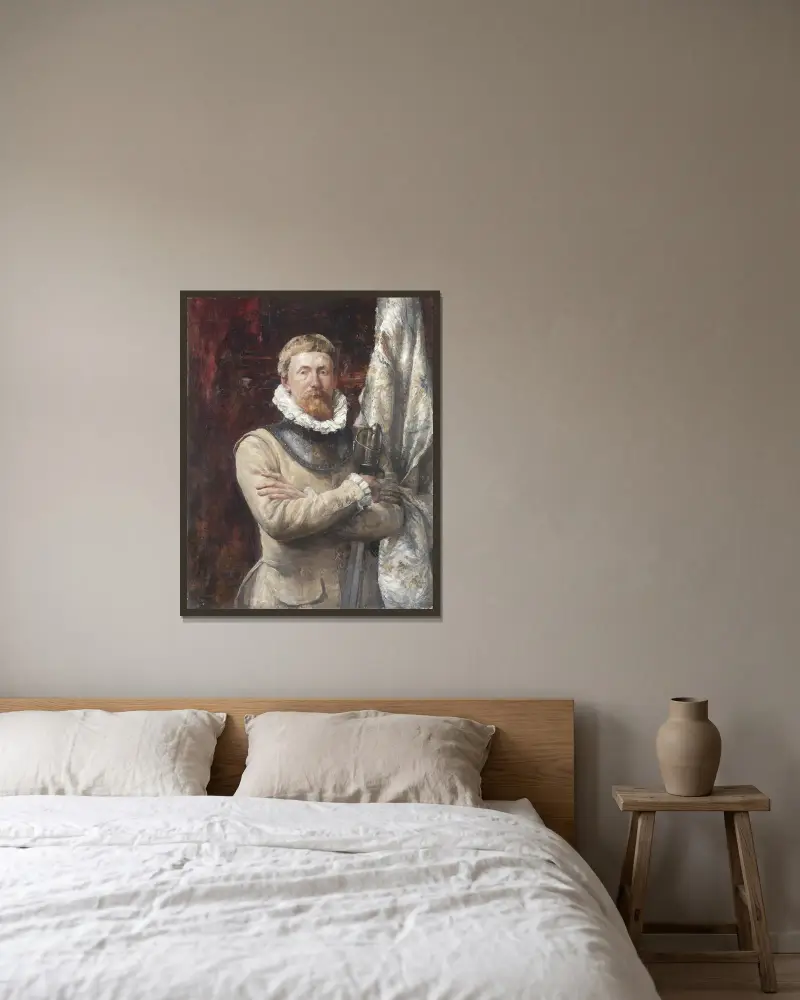 Hugo Birger, konstnären, som legosoldat av Ernst Josephson inramad på en vägg