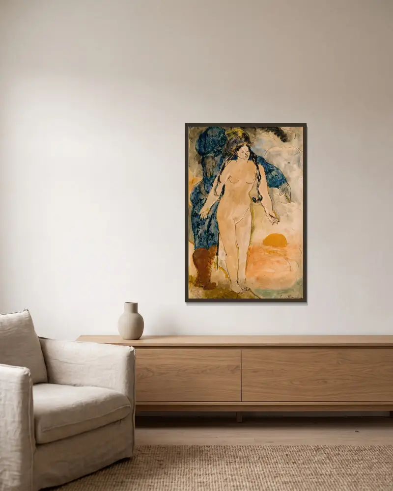 Ritter und Jungfrau von Ernst Josephson gerahmt an einer Wand