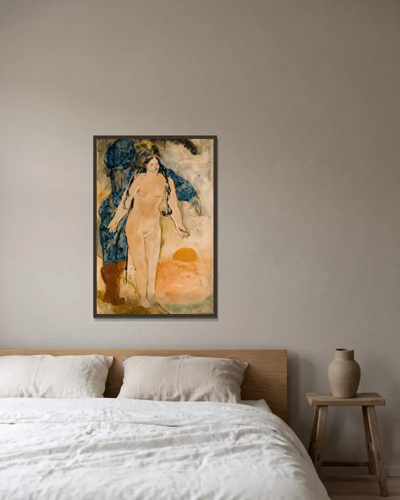 Ritter und Jungfrau von Ernst Josephson gerahmt an einer Wand