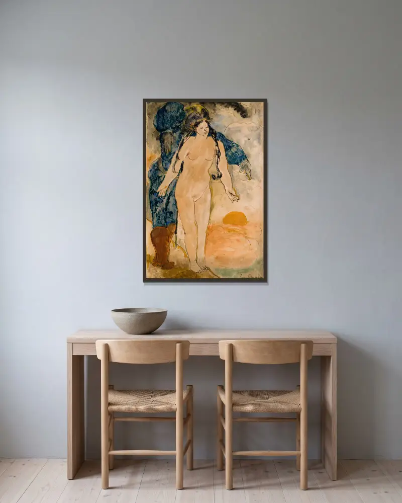 Ritter und Jungfrau von Ernst Josephson gerahmt an einer Wand