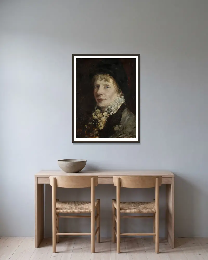 Porträt von Anna Nordgren von Ernst Josephson gerahmt an einer Wand