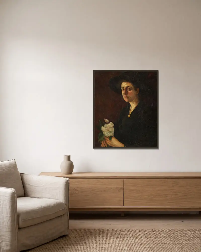 Porträtt av mademoiselle Genet av Ernst Josephson inramad på en vägg