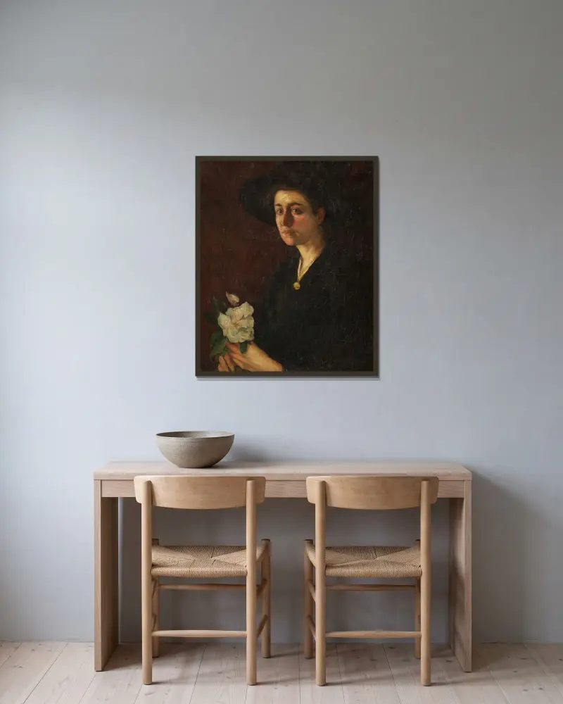 Porträtt av mademoiselle Genet av Ernst Josephson inramad på en vägg