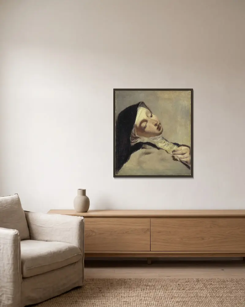 S:t Teresa i extas (efter Giovanni Battista Piazzetta) av Ernst Josephson inramad på en vägg