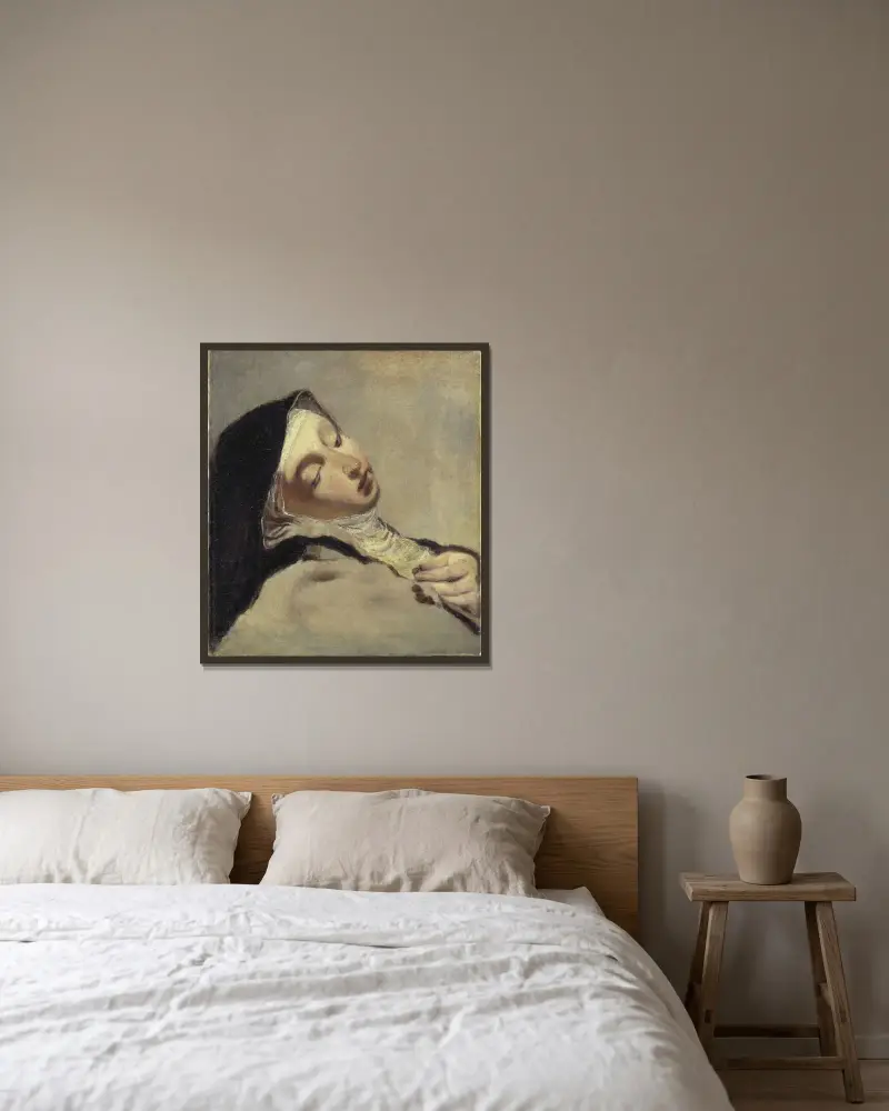 S:t Teresa i extas (efter Giovanni Battista Piazzetta) av Ernst Josephson inramad på en vägg