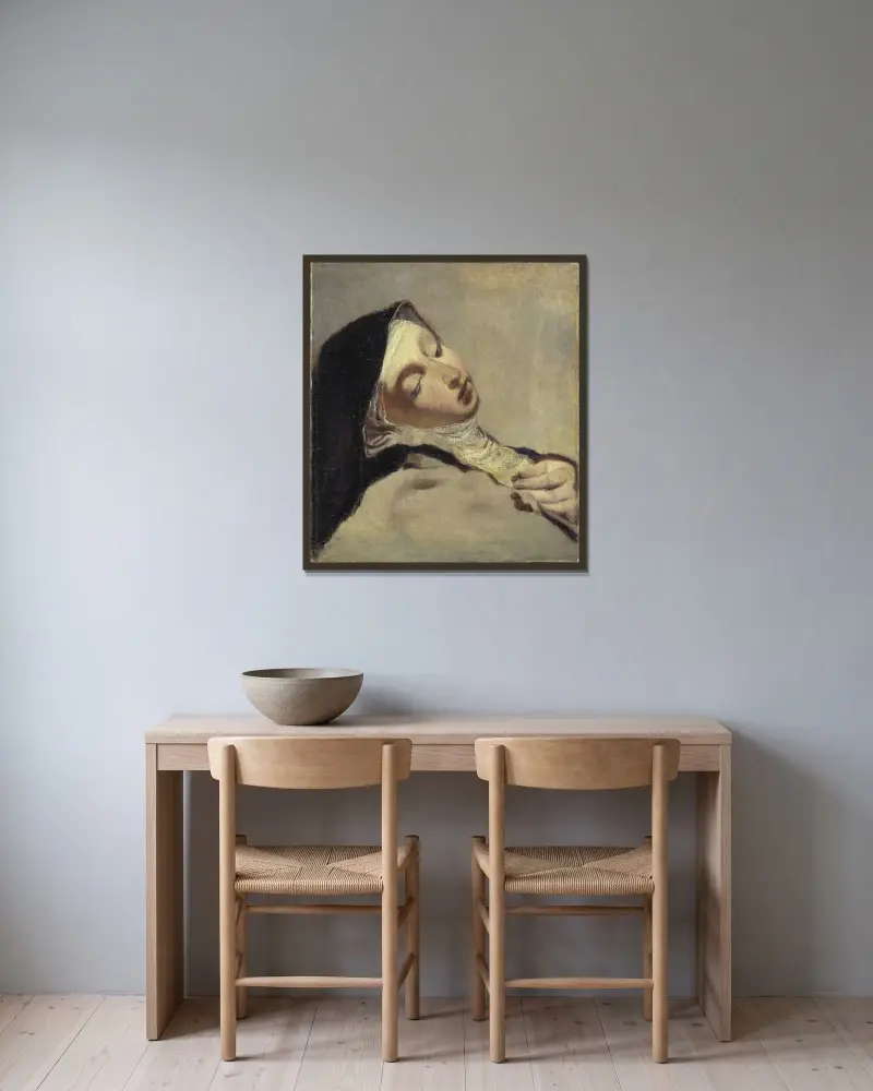 S:t Teresa i extas (efter Giovanni Battista Piazzetta) av Ernst Josephson inramad på en vägg
