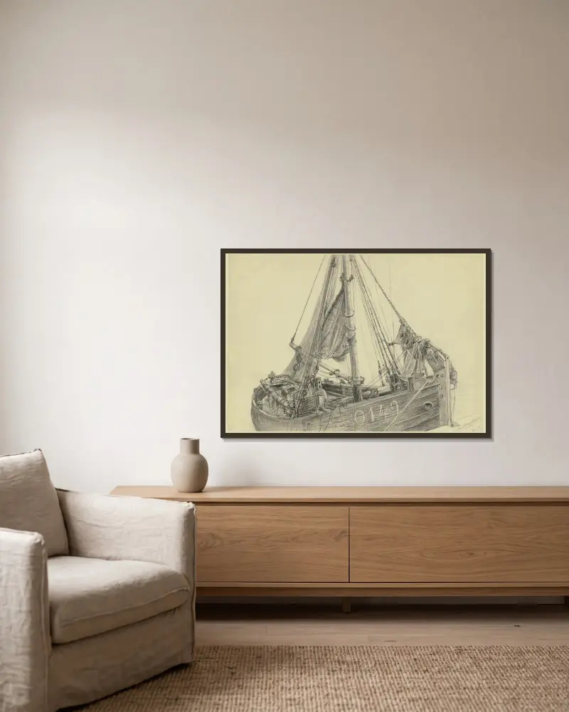 Fishing boat av Friedrich Ernst Morgenstern inramad på en vägg