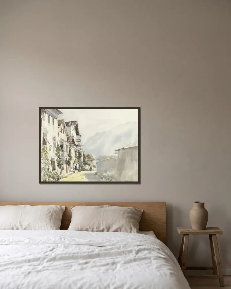 Straße in Mühlbach von Friedrich Ernst Morgenstern gerahmt an einer Wand