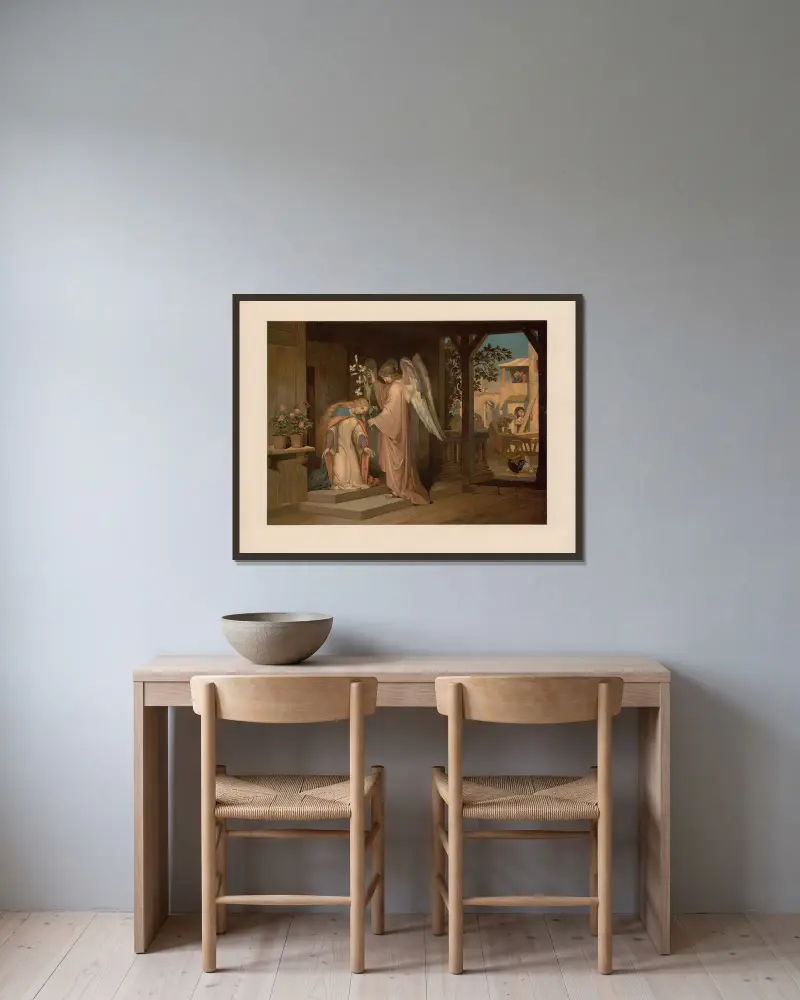 Verkündigung von Ernst Pessler gerahmt an einer Wand