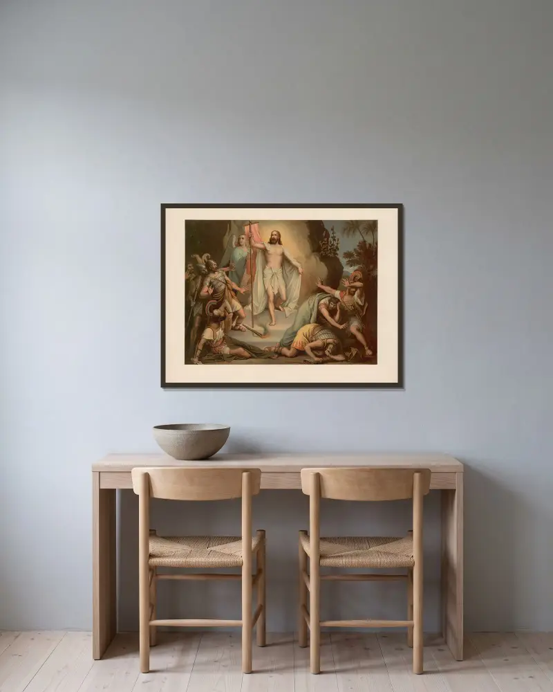 Die Auferstehung von Ernst Pessler gerahmt an einer Wand