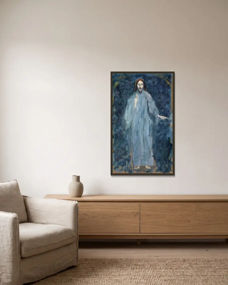 Blessing Christ, Ernst Schiess w ramie na ścianie
