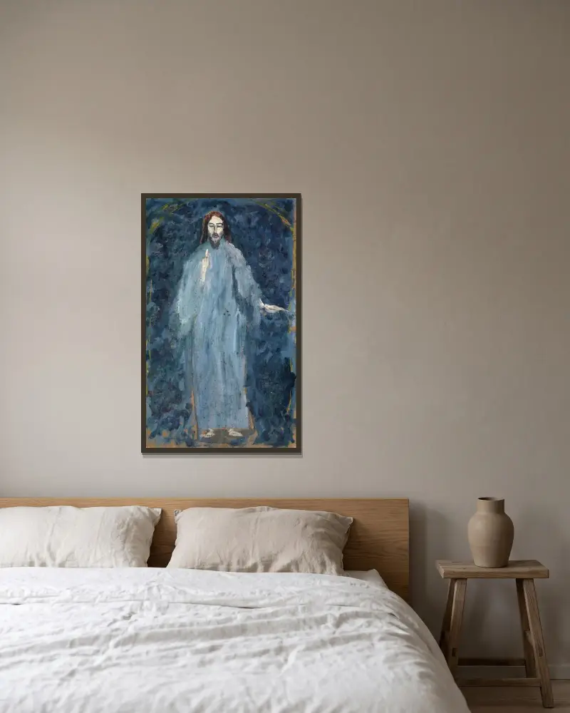 Blessing Christ, Ernst Schiess w ramie na ścianie