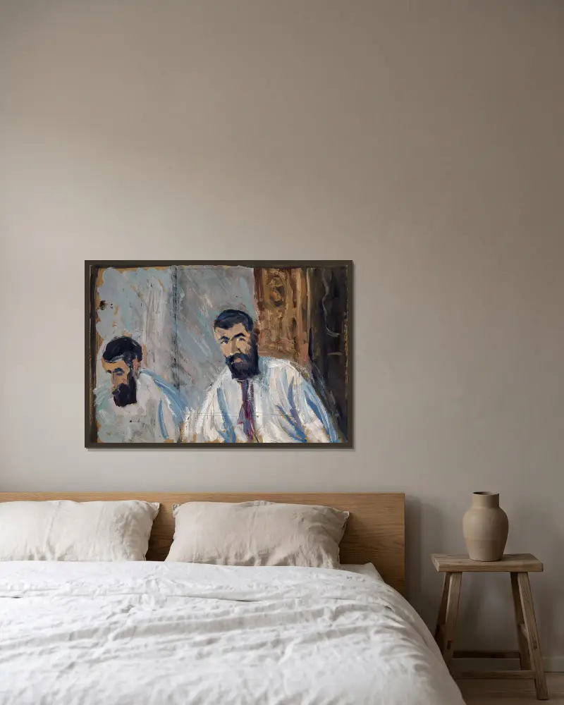 Double Portrait of a Bearded Man in a White Shirt av Ernst Schiess inramad på en vägg