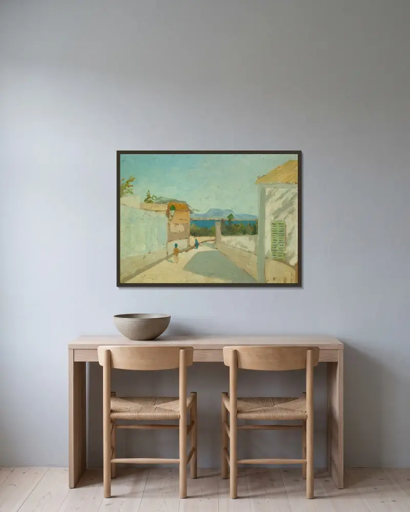 Meridional Landscape av Ernst Schiess inramad på en vägg