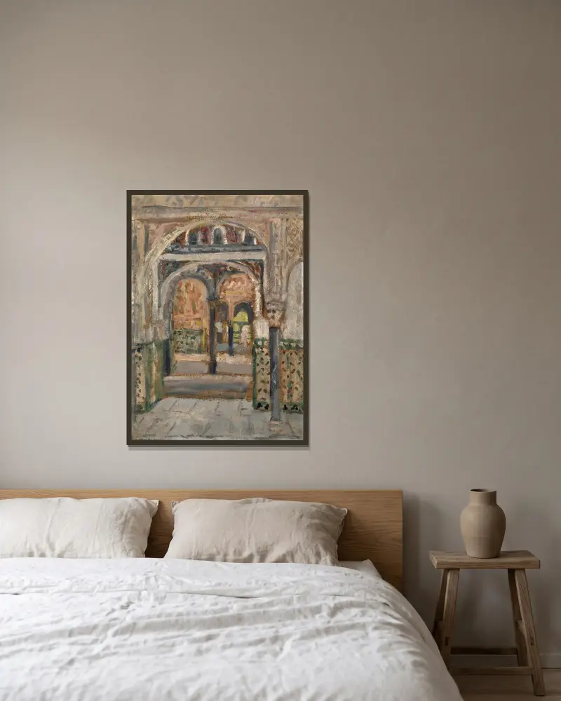 Orientalisk hall av Ernst Schiess inramad på en vägg