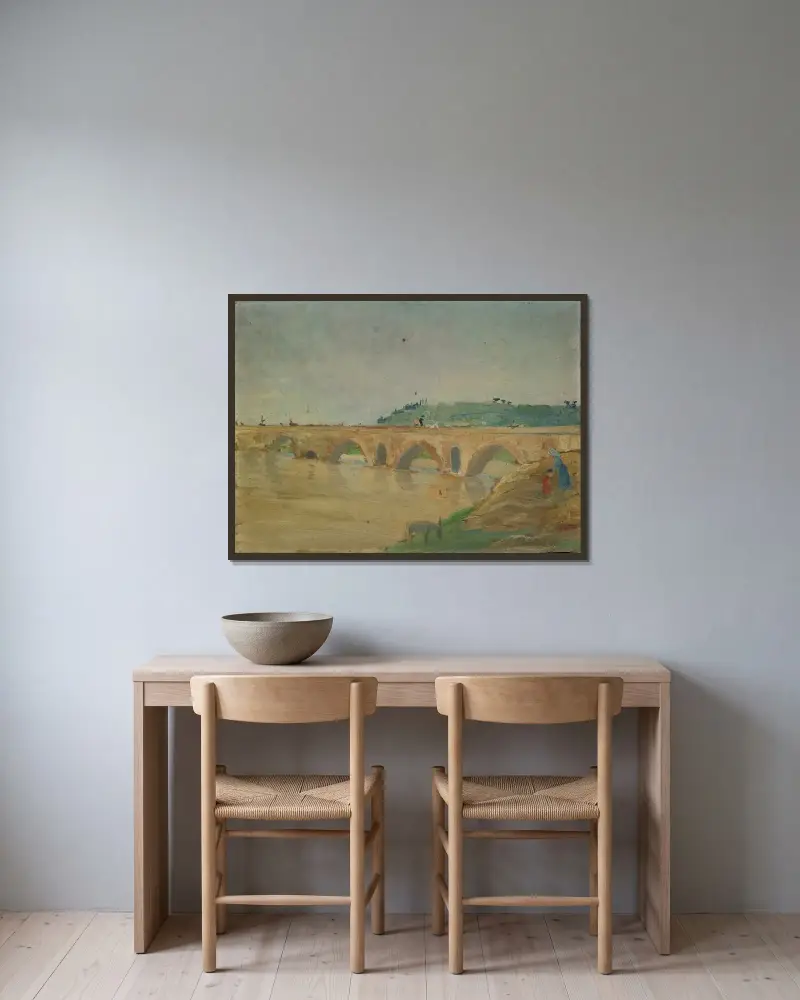 Ponte Molle av Ernst Schiess inramad på en vägg