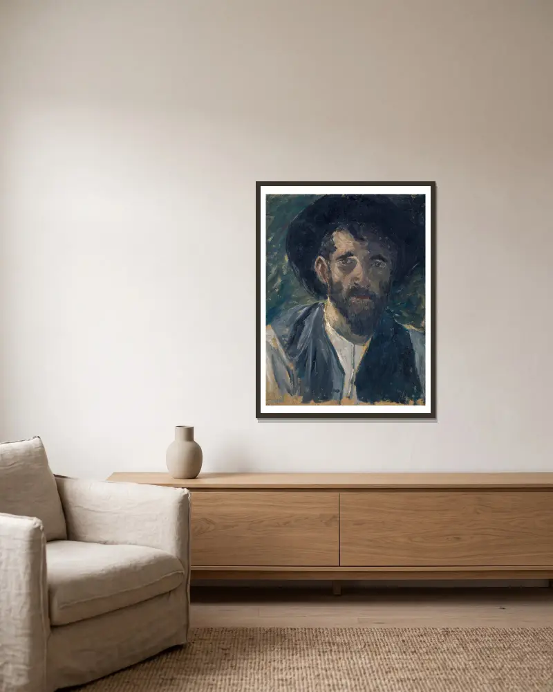 Selbstbildnis II von Ernst Schiess gerahmt an einer Wand
