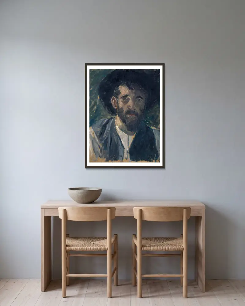 Selbstbildnis II von Ernst Schiess gerahmt an einer Wand