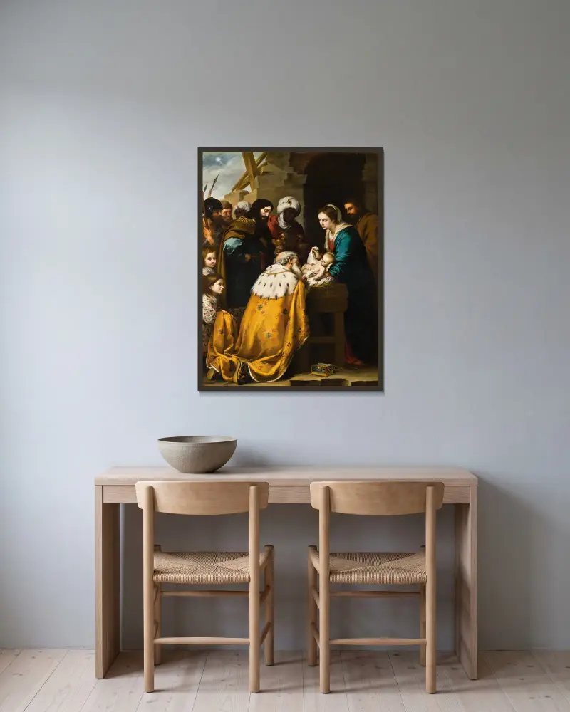 Adoration Of The Magi av Bartolomé Estebán Murillo inramad på en vägg