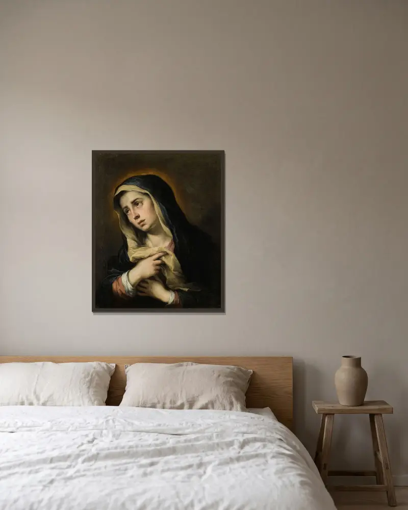 Mater Dolorosa av Bartolomé Estebán Murillo inramad på en vägg