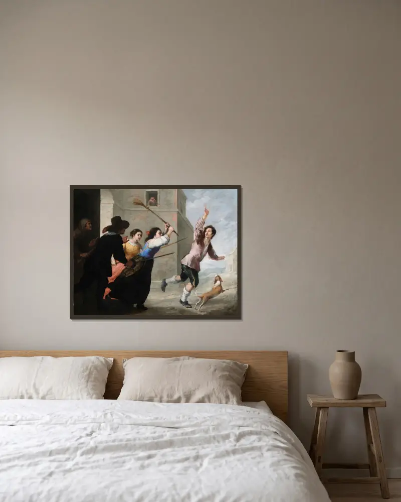 Der verlorene Sohn vertrieben von Bartolomé Estebán Murillo gerahmt an einer Wand