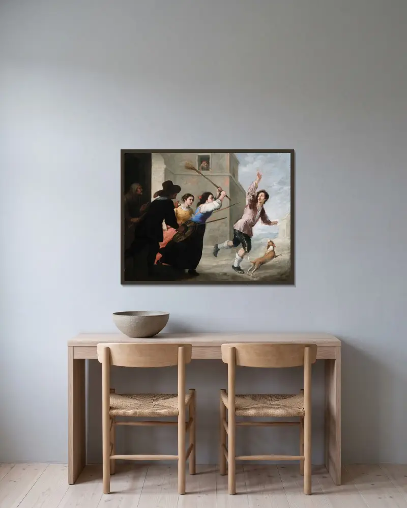 Der verlorene Sohn vertrieben von Bartolomé Estebán Murillo gerahmt an einer Wand