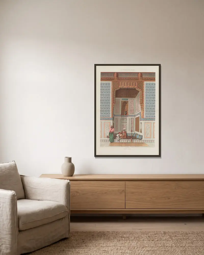 La Décoration arabe Pl.01 av Marpon et Flammarion inramad på en vägg