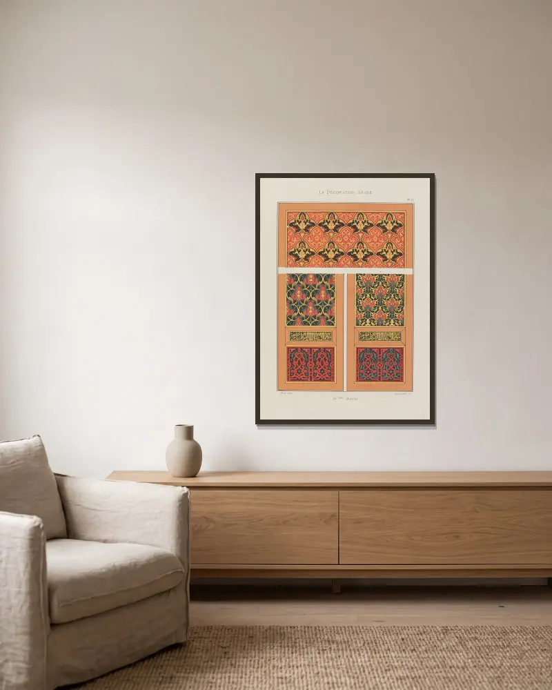 La Décoration arabe Pl.13 av Marpon et Flammarion inramad på en vägg